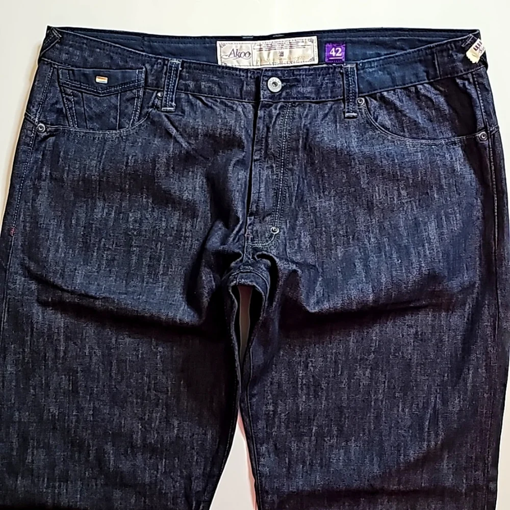 Akoo Blue Jeans. Quality Denim Collection. Men's Size: Waist 42x34 Inseam.